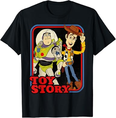 Disney Pixar Toy Story Buzz And Woody Retro Portrait T-Shirt : Amazon